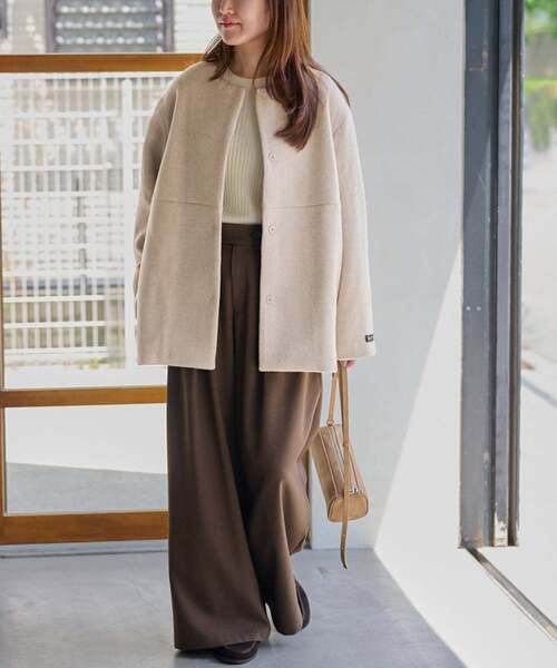 JOURNAL STANDARD relume（ジャーナルスタンダード　レリューム）の「《追加2》スーパーファインビーバークルーネックコート（その他アウター・レディース・ベージュ/ブラック/ブラック系その他/ブルー・36/38）」の16枚目の写真