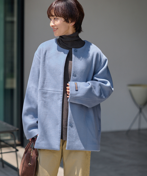 追加2》スーパーファインビーバークルーネックコート（その他アウター