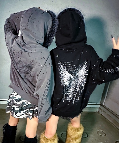 A'GEM/9 × .kom エージェムナイン　エンジェルファー付ジップパーカー A'GEM/9 × .kom 『A'GEM/9/エージェムナイン』 エンジェルファー付き