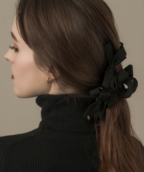 muku（ムク）の「【木村なつみ×Mukuコラボアイテムが登場！！】HAIR CLIP/SUEDE RIBBON（バレッタ/ヘアクリップ・レディース・ブラック・FREE）」の20枚目の写真