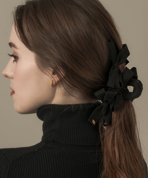 muku（ムク）の「【木村なつみ×Mukuコラボアイテムが登場！！】HAIR CLIP/SUEDE RIBBON（バレッタ/ヘアクリップ・レディース・ブラック・FREE）」の10枚目の写真