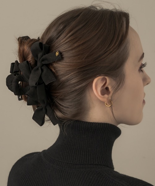muku（ムク）の「【木村なつみ×Mukuコラボアイテムが登場！！】HAIR CLIP/SUEDE RIBBON（バレッタ/ヘアクリップ・レディース・ブラック・FREE）」の12枚目の写真