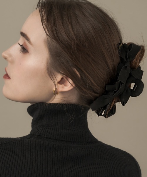 muku（ムク）の「【木村なつみ×Mukuコラボアイテムが登場！！】HAIR CLIP/SUEDE RIBBON（バレッタ/ヘアクリップ・レディース・ブラック・FREE）」の19枚目の写真