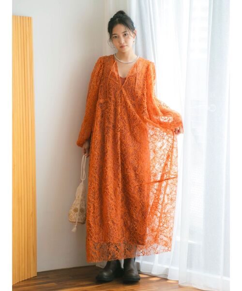 Ungrid（アングリッド）の「起毛レースワンピース（ワンピース・レディース・オレンジ/オフホワイト/ブラック・FREE）」の19枚目の写真