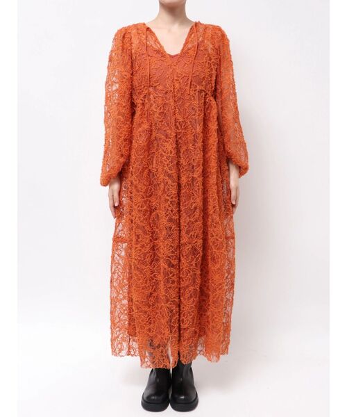 Ungrid（アングリッド）の「起毛レースワンピース（ワンピース・レディース・オレンジ/オフホワイト/ブラック・FREE）」の6枚目の写真