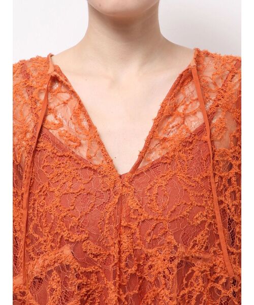 Ungrid（アングリッド）の「起毛レースワンピース（ワンピース・レディース・オレンジ/オフホワイト/ブラック・FREE）」の9枚目の写真