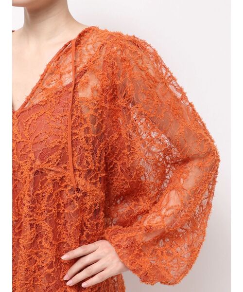 Ungrid（アングリッド）の「起毛レースワンピース（ワンピース・レディース・オレンジ/オフホワイト/ブラック・FREE）」の10枚目の写真