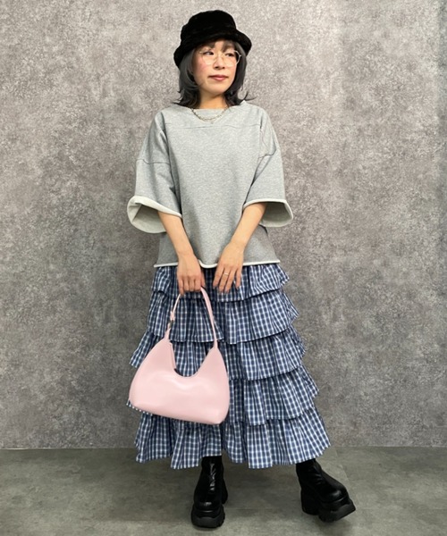 GEVS.(ジェイヴィス)の「綿100%ワイドスリーブスウェット<大きいサイズ有>GEVS.(スウェット・レディース・ブラック/杢グレー・5L~6L/3L~4L/M-LL)」の5枚目の写真
