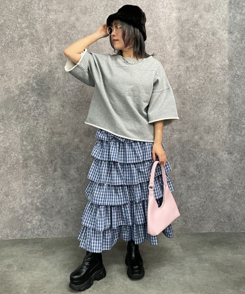 GEVS.(ジェイヴィス)の「綿100%ワイドスリーブスウェット<大きいサイズ有>GEVS.(スウェット・レディース・ブラック/杢グレー・5L~6L/3L~4L/M-LL)」の4枚目の写真