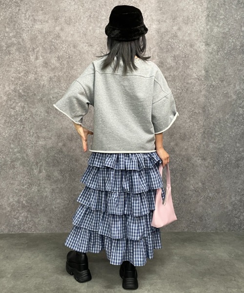 GEVS.(ジェイヴィス)の「綿100%ワイドスリーブスウェット<大きいサイズ有>GEVS.(スウェット・レディース・ブラック/杢グレー・5L~6L/3L~4L/M-LL)」の3枚目の写真