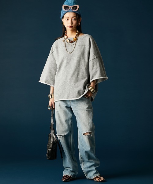 GEVS.(ジェイヴィス)の「綿100%ワイドスリーブスウェット<大きいサイズ有>GEVS.(スウェット・レディース・ブラック/杢グレー・5L~6L/3L~4L/M-LL)」の14枚目の写真