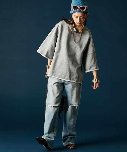 GEVS.(ジェイヴィス)の「綿100%ワイドスリーブスウェット<大きいサイズ有>GEVS.(スウェット・レディース・ブラック/杢グレー・5L~6L/3L~4L/M-LL)」の15枚目の写真