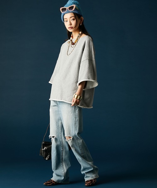 GEVS.(ジェイヴィス)の「綿100%ワイドスリーブスウェット<大きいサイズ有>GEVS.(スウェット・レディース・ブラック/杢グレー・5L~6L/3L~4L/M-LL)」の16枚目の写真