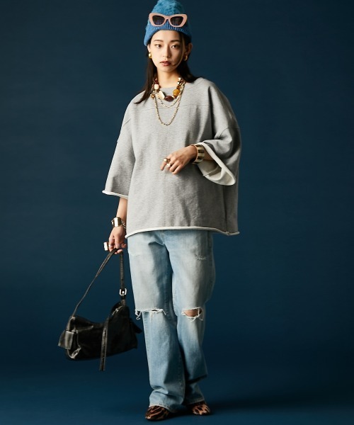 GEVS.(ジェイヴィス)の「綿100%ワイドスリーブスウェット<大きいサイズ有>GEVS.(スウェット・レディース・ブラック/杢グレー・5L~6L/3L~4L/M-LL)」の18枚目の写真