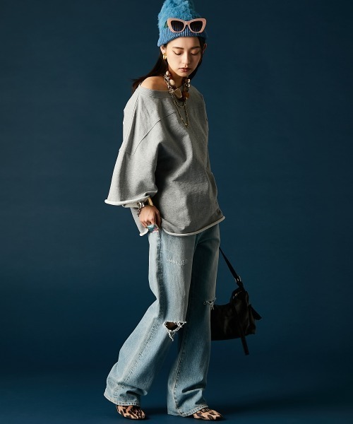 GEVS.(ジェイヴィス)の「綿100%ワイドスリーブスウェット<大きいサイズ有>GEVS.(スウェット・レディース・ブラック/杢グレー・5L~6L/3L~4L/M-LL)」の19枚目の写真
