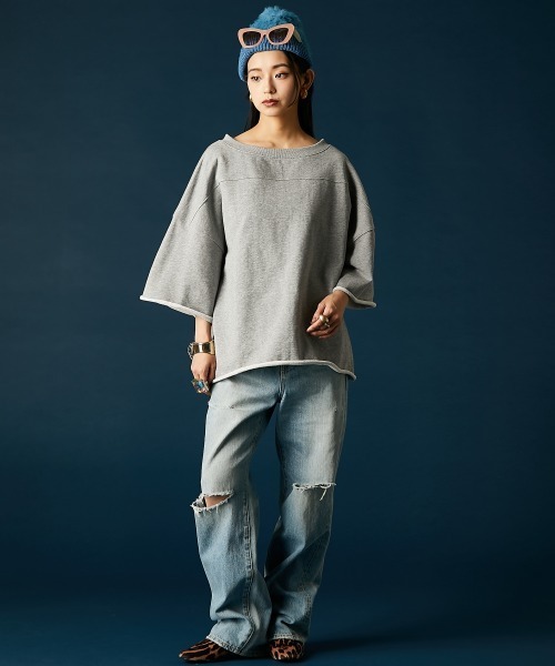GEVS.(ジェイヴィス)の「綿100%ワイドスリーブスウェット<大きいサイズ有>GEVS.(スウェット・レディース・ブラック/杢グレー・5L~6L/3L~4L/M-LL)」の21枚目の写真