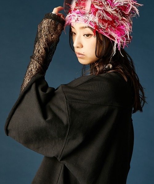 GEVS.(ジェイヴィス)の「綿100%ワイドスリーブスウェット<大きいサイズ有>GEVS.(スウェット・レディース・ブラック/杢グレー・5L~6L/3L~4L/M-LL)」の8枚目の写真
