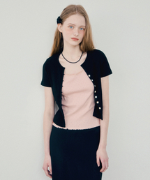 Ribbed Button Knit Cardigan_Black Ink