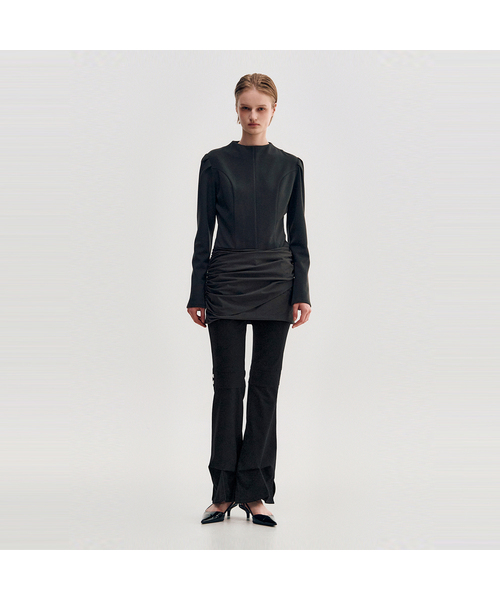 KIMZISU(キムジス)の「Drape Layered Mini Dress _ GREY(ワンピース・レディース・グレー系・SMALL/MEDIUM)」の1枚目の写真