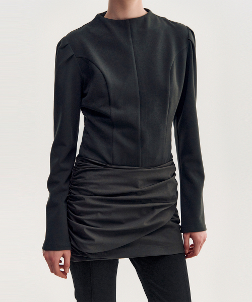 KIMZISU(キムジス)の「Drape Layered Mini Dress _ GREY(ワンピース・レディース・グレー系・SMALL/MEDIUM)」の6枚目の写真