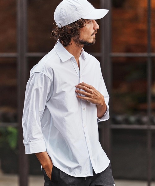 felkod（フィルコッド）の「ms6344-Cool Touch Tuck Shirts 七分袖シャツ(F26S110)（シャツ/ブラウス・メンズ・ホワイト/ネイビー・S/M/L）」の6枚目の写真