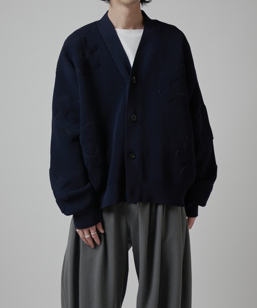 Lui's(ルイス)の「フラワーモチーフカーディガン(カーディガン/ボレロ・メンズ・ブラック/ライム/ネイビー・FREE)」の1枚目の写真