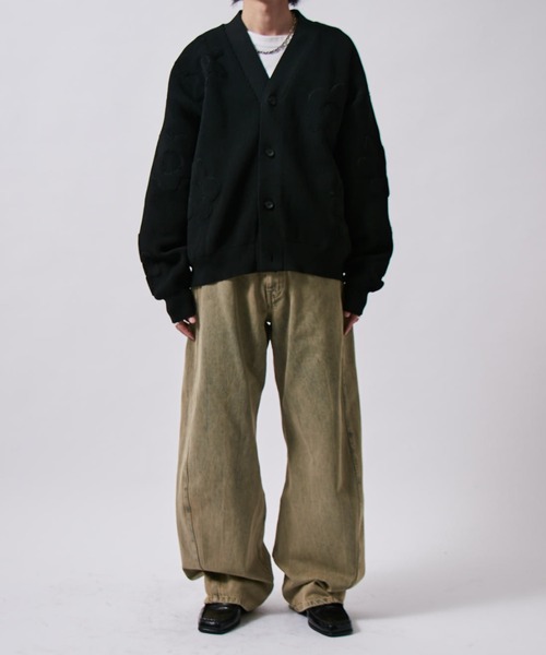 Lui's(ルイス)の「フラワーモチーフカーディガン(カーディガン/ボレロ・メンズ・ブラック/ライム/ネイビー・FREE)」の4枚目の写真