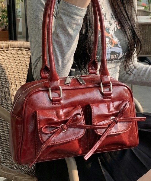 cammie(キャミー)の「リボンポケットバック(ハンドバッグ・レディース・レッド/アイボリー/ブラック/シルバー・F)」の15枚目の写真