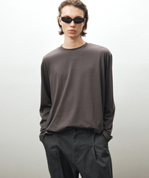 シルキーブレンドクルーネックTシャツ(ダークグレー)
