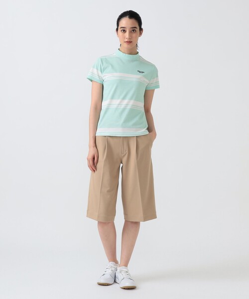 BEAMS GOLF(ビームスゴルフ)の「PURPLE LABEL / バックタック ボーダー モックネック トップス(接触冷感・吸水速乾・UVカット)(スウェット・レディース・ミント/サックスブルー/ネイビー・LARGE/SMALL/MEDIUM)」の6枚目の写真