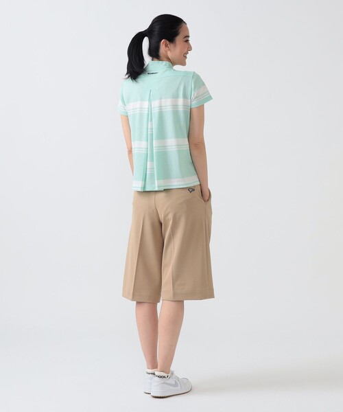 BEAMS GOLF(ビームスゴルフ)の「PURPLE LABEL / バックタック ボーダー モックネック トップス(接触冷感・吸水速乾・UVカット)(スウェット・レディース・ミント/サックスブルー/ネイビー・LARGE/SMALL/MEDIUM)」の7枚目の写真