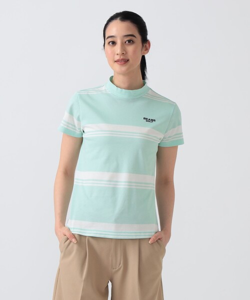 BEAMS GOLF(ビームスゴルフ)の「PURPLE LABEL / バックタック ボーダー モックネック トップス(接触冷感・吸水速乾・UVカット)(スウェット・レディース・ミント/サックスブルー/ネイビー・LARGE/SMALL/MEDIUM)」の8枚目の写真