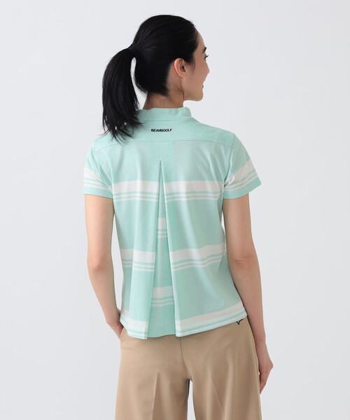 BEAMS GOLF(ビームスゴルフ)の「PURPLE LABEL / バックタック ボーダー モックネック トップス(接触冷感・吸水速乾・UVカット)(スウェット・レディース・ミント/サックスブルー/ネイビー・LARGE/SMALL/MEDIUM)」の9枚目の写真