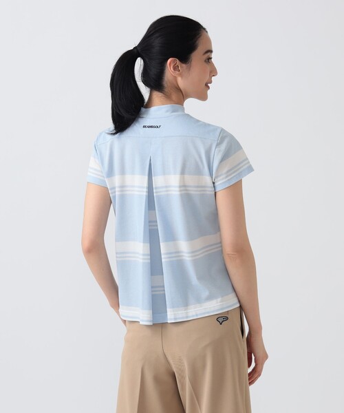 BEAMS GOLF(ビームスゴルフ)の「PURPLE LABEL / バックタック ボーダー モックネック トップス(接触冷感・吸水速乾・UVカット)(スウェット・レディース・ミント/サックスブルー/ネイビー・LARGE/SMALL/MEDIUM)」の13枚目の写真