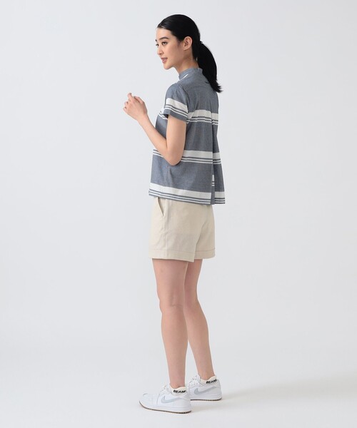 BEAMS GOLF(ビームスゴルフ)の「PURPLE LABEL / バックタック ボーダー モックネック トップス(接触冷感・吸水速乾・UVカット)(スウェット・レディース・ミント/サックスブルー/ネイビー・LARGE/SMALL/MEDIUM)」の15枚目の写真