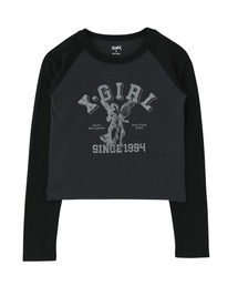 X-girl | ANGEL AND LOGO RAGLAN L/S BABY TEE(Tシャツ/カットソー)