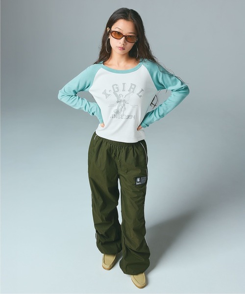 X-girl(エックスガール)の「ANGEL AND LOGO RAGLAN L/S BABY TEE(Tシャツ/カットソー・レディース・ホワイト/チャコール/パープル・S/M)」の8枚目の写真