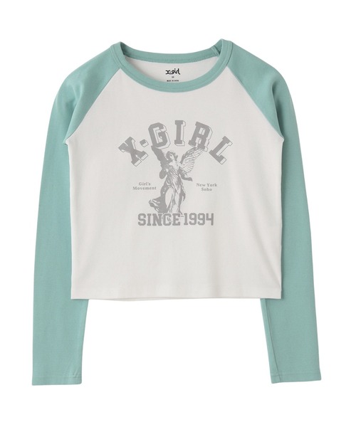 X-girl(エックスガール)の「ANGEL AND LOGO RAGLAN L/S BABY TEE(Tシャツ/カットソー・レディース・ホワイト/チャコール/パープル・S/M)」の9枚目の写真
