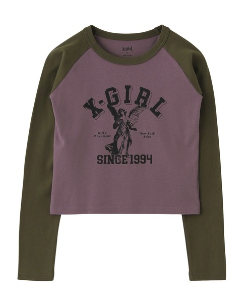 X-girl(エックスガール)の「ANGEL AND LOGO RAGLAN L/S BABY TEE(Tシャツ/カットソー・レディース・ホワイト/チャコール/パープル・S/M)」の10枚目の写真