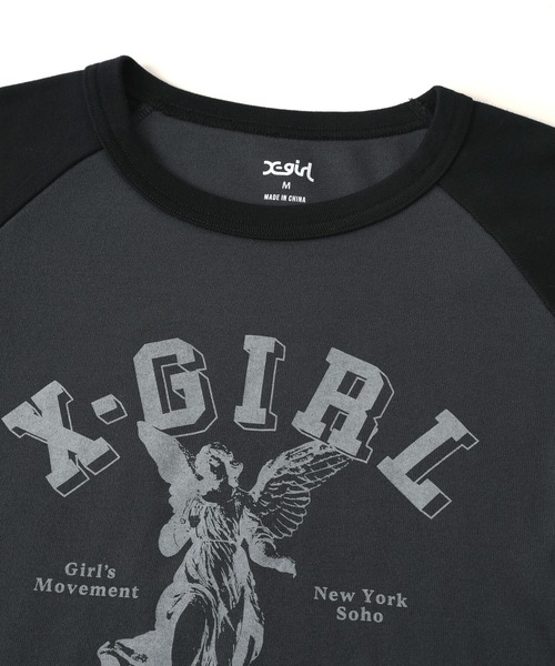 X-girl(エックスガール)の「ANGEL AND LOGO RAGLAN L/S BABY TEE(Tシャツ/カットソー・レディース・ホワイト/チャコール/パープル・S/M)」の12枚目の写真