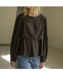 Natural wrinkle bustier-blouse set [KNFW04BL01]_[2color]