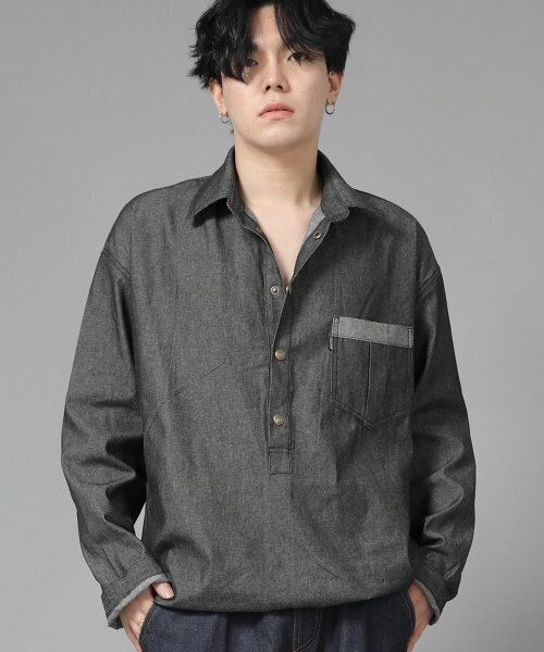 SAINTCREW(セントクルー)の「リングルポケットアノラックシャツ WPA-413 デニムグレーブラック(シャツ/ブラウス・メンズ・その他・MEDIUM/LARGE/X-LARGE)」の9枚目の写真