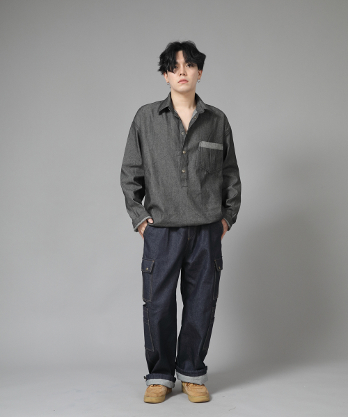 SAINTCREW(セントクルー)の「リングルポケットアノラックシャツ WPA-413 デニムグレーブラック(シャツ/ブラウス・メンズ・その他・MEDIUM/LARGE/X-LARGE)」の3枚目の写真