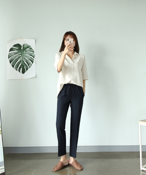 BBAEBBAE(ペッペ)の「ぴったり!良いフィット!パート9バンディングスラックス(スラックス・レディース・ベージュ/ネイビー・34/32/30/28)」の4枚目の写真