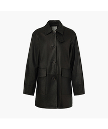 KUME（クメ）の「Napa Leather Half Coat, Black（ライダースジャケット）」