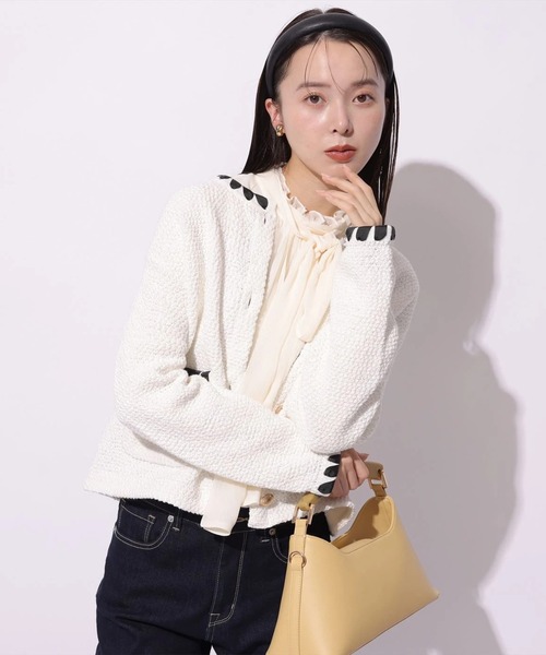 Mystrada（マイストラーダ）の「ブークレニットジャケット（ニット/セーター・レディース・ネイビー/ライトブルー/ホワイト・36/38）」の6枚目の写真