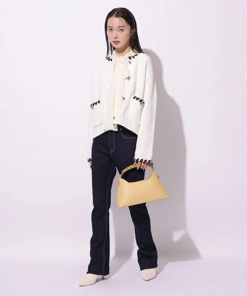 Mystrada（マイストラーダ）の「ブークレニットジャケット（ニット/セーター・レディース・ネイビー/ライトブルー/ホワイト・36/38）」の8枚目の写真