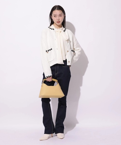 Mystrada（マイストラーダ）の「ブークレニットジャケット（ニット/セーター・レディース・ネイビー/ライトブルー/ホワイト・36/38）」の9枚目の写真