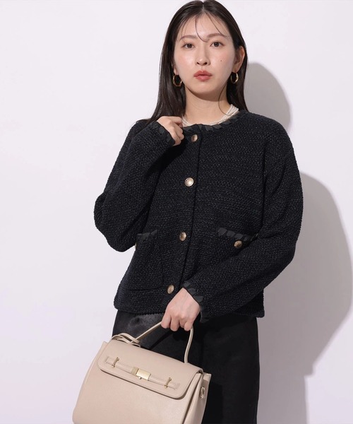 Mystrada（マイストラーダ）の「ブークレニットジャケット（ニット/セーター・レディース・ネイビー/ライトブルー/ホワイト・36/38）」の10枚目の写真