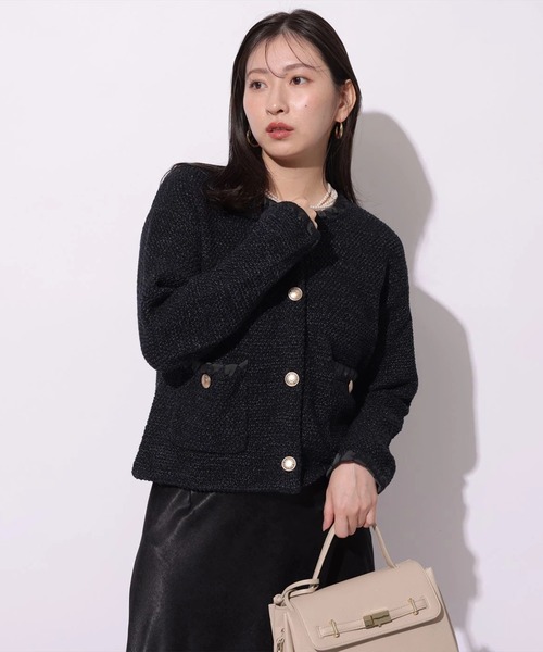 Mystrada（マイストラーダ）の「ブークレニットジャケット（ニット/セーター・レディース・ネイビー/ライトブルー/ホワイト・36/38）」の11枚目の写真